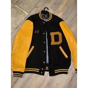 Vintage H J Whiting Varsity Letterman Bomber Wool Leather Jacket Size 44 50s 60s